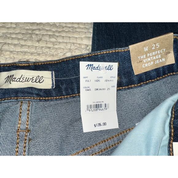 NEW W/ TAG MADEWELL $135  "THE PERFECT VINTAGE CROP JEAN" 25 - Picture 4 of 7